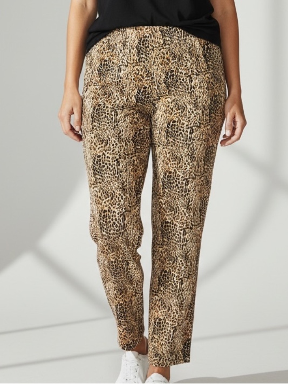 Counterparts Leopard-Print Ankle Pants in Tan and Black
